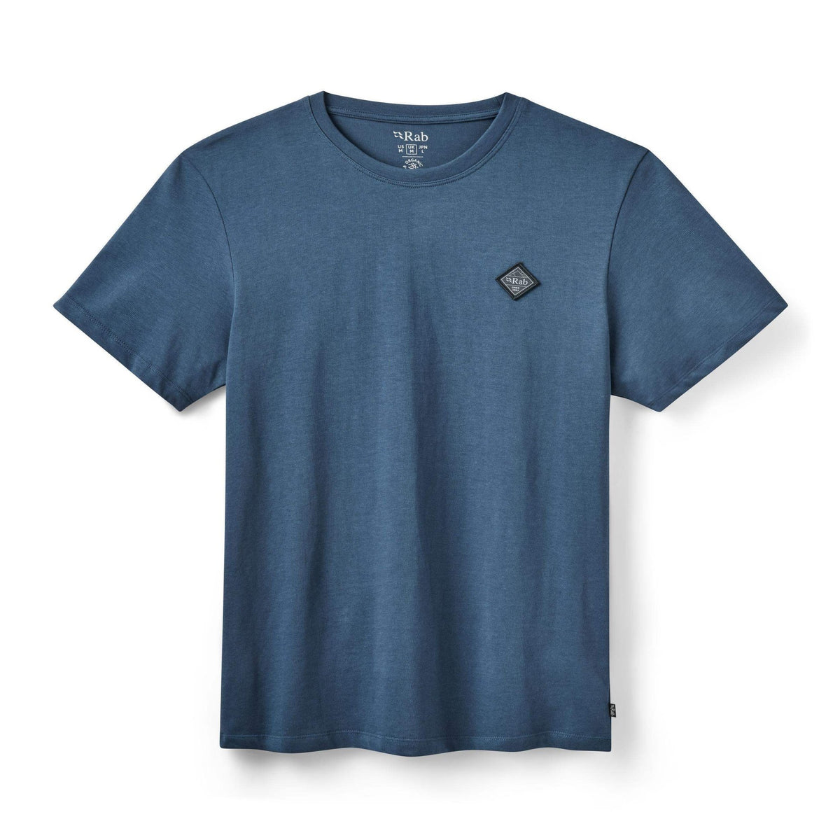 Rab Basecamp Logo Badge Tee QCC-09 | Camiseta de algodón para montaña | Tempest Blue - Camisetas