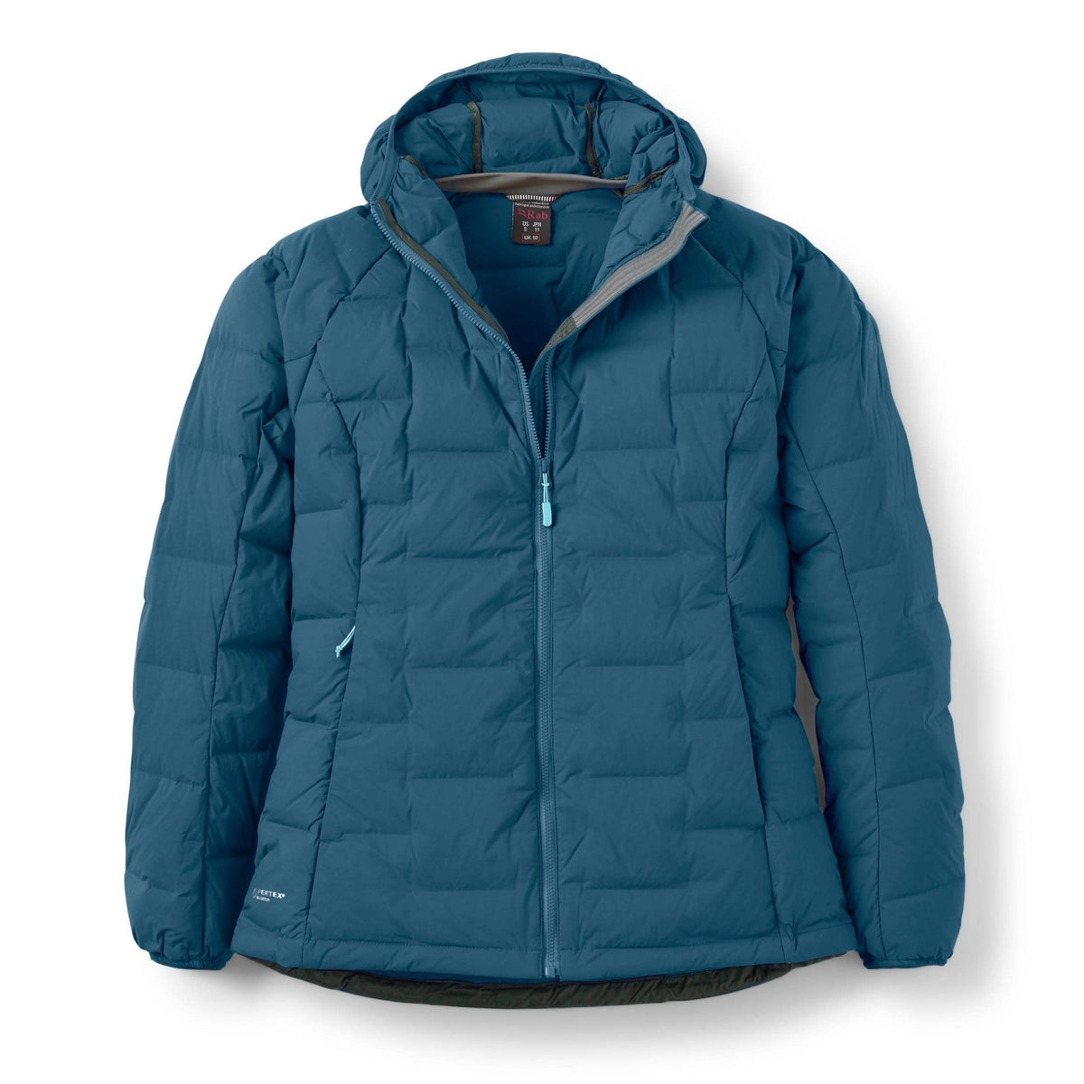Rab Cubit Stretch Down Hoody Wmns QDB-90 | Chaqueta de plumas elástica | Tempest Blue - Chaquetas Pluma