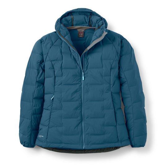 Rab Cubit Stretch Down Hoody Wmns QDB-90 | Chaqueta de plumas elástica | Tempest Blue - Chaquetas Pluma