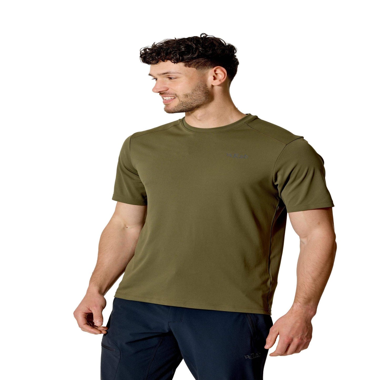 Rab Men's Force Stamp Tee – Camiseta Técnica UPF 40+ Dryflo™ Solar para Montaña y Trail - Camisetas técnicas