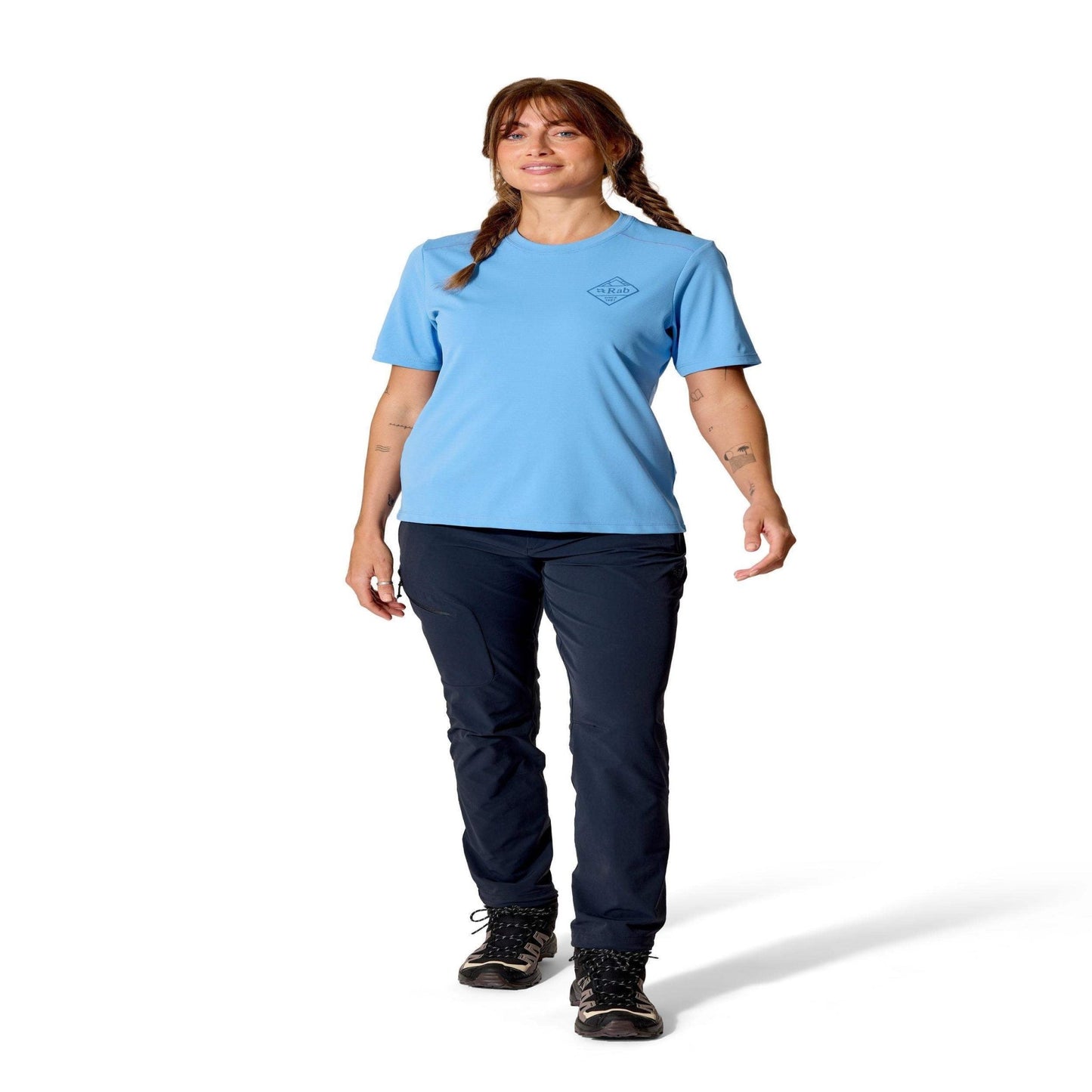 Rab Women's Force Stamp Tee – Camiseta Técnica UPF 40+ Dryflo™ Solar para Trail y Montaña - Camisetas técnicas