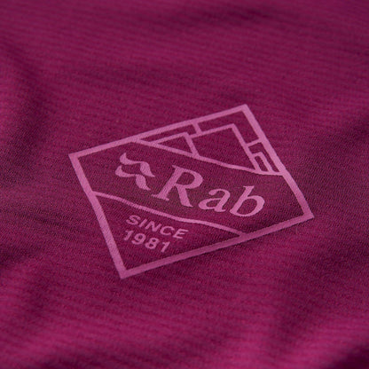 Rab Women's Force Stamp Tee – Camiseta Técnica UPF 40+ Dryflo™ Solar para Trail y Montaña - Camisetas técnicas